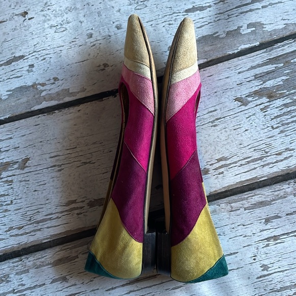 COACH Carlyn Suede Multicolor Pointed Flats - Sz 7B - Picture 4 of 10